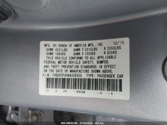 Photo 8 VIN: 1HGCR2F84GA056055 - HONDA ACCORD 