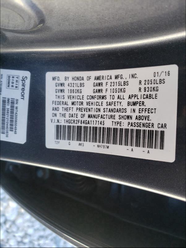 Photo 9 VIN: 1HGCR2F84GA117145 - HONDA ACCORD EXL 