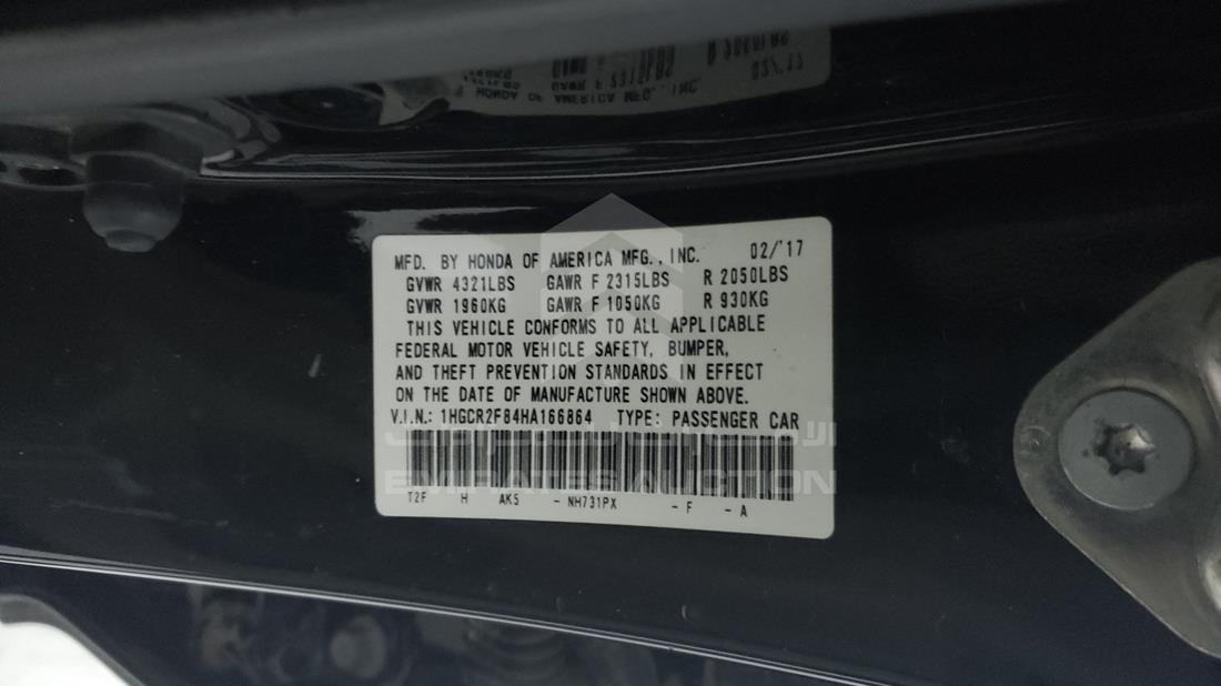 Photo 2 VIN: 1HGCR2F84HA166864 - HONDA ACCORD 