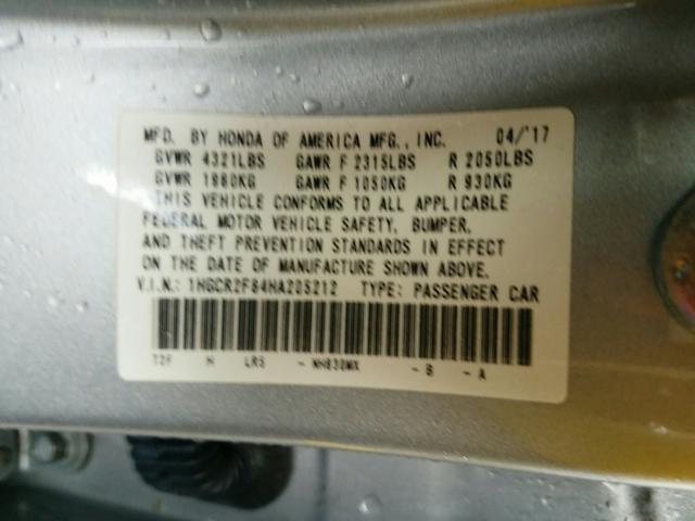 Photo 9 VIN: 1HGCR2F84HA205212 - HONDA ACCORD 