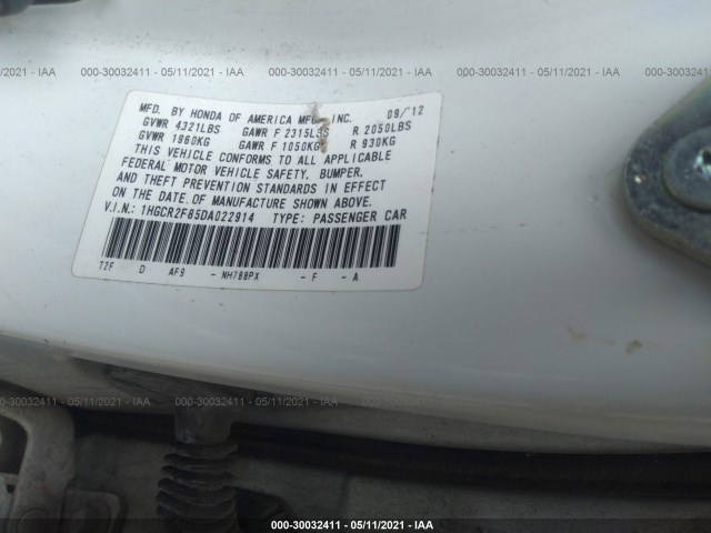 Photo 8 VIN: 1HGCR2F85DA022914 - HONDA ACCORD SDN 