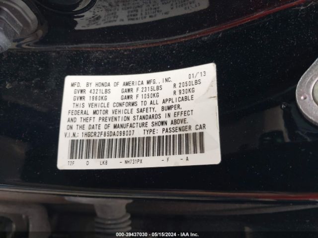 Photo 8 VIN: 1HGCR2F85DA099007 - HONDA ACCORD 