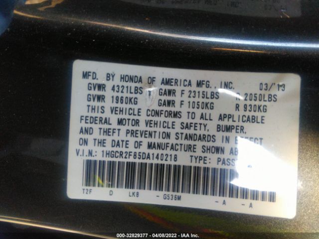 Photo 8 VIN: 1HGCR2F85DA140218 - HONDA ACCORD SDN 