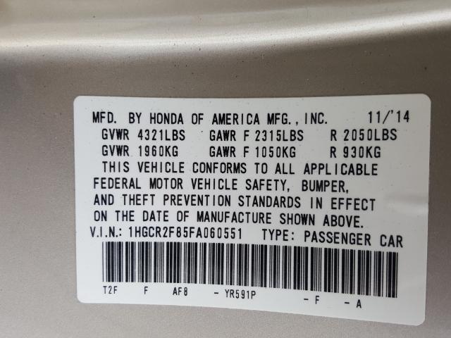 Photo 9 VIN: 1HGCR2F85FA060551 - HONDA ACCORD EXL 