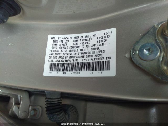 Photo 8 VIN: 1HGCR2F85FA078595 - HONDA ACCORD SEDAN 