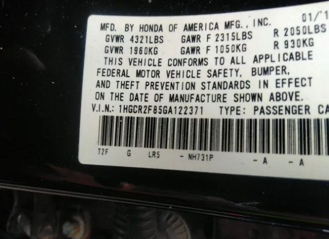 Photo 8 VIN: 1HGCR2F85GA122371 - HONDA ACCORD EXL 