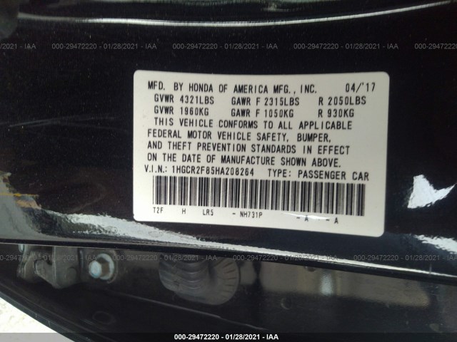 Photo 8 VIN: 1HGCR2F85HA208264 - HONDA ACCORD SEDAN 