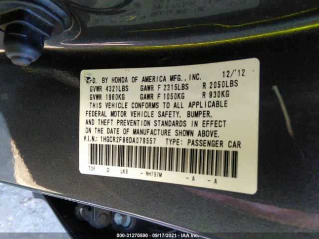 Photo 8 VIN: 1HGCR2F86DA079557 - HONDA ACCORD SDN 