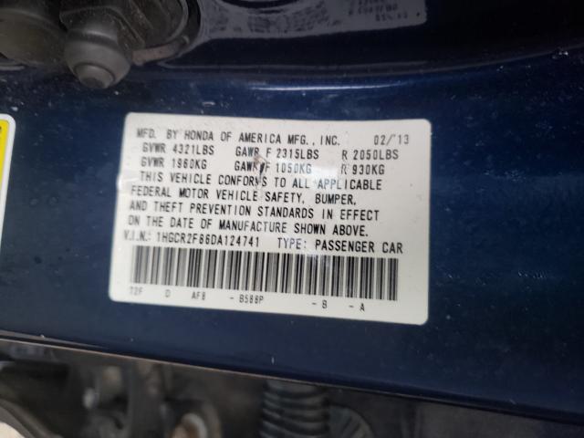 Photo 9 VIN: 1HGCR2F86DA124741 - HONDA ACCORD EXL 