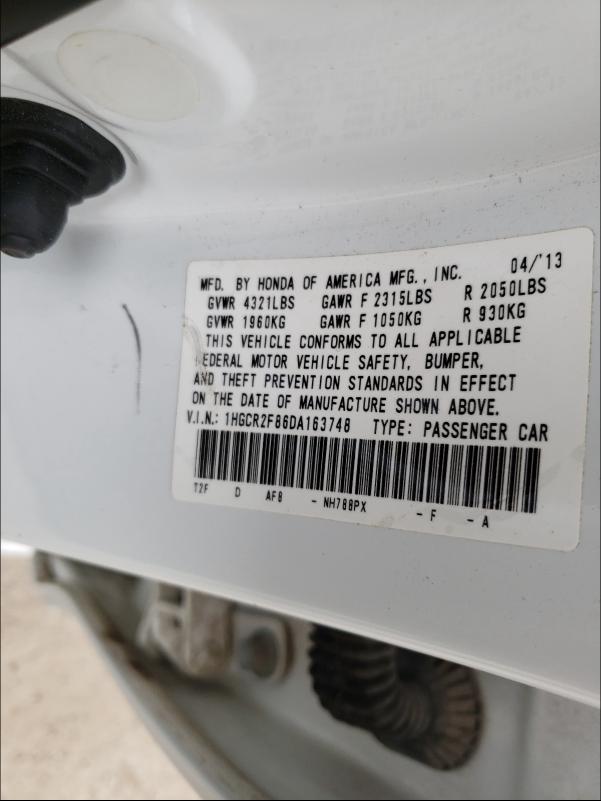 Photo 9 VIN: 1HGCR2F86DA163748 - HONDA ACCORD EXL 