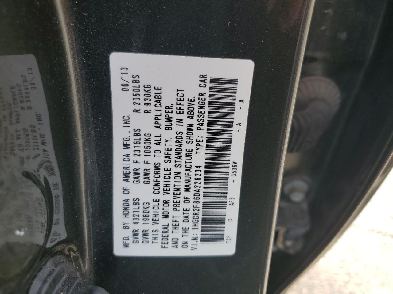 Photo 11 VIN: 1HGCR2F86DA226234 - HONDA ACCORD 