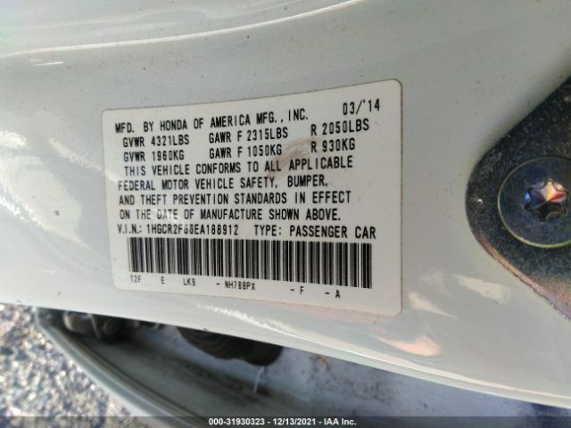 Photo 8 VIN: 1HGCR2F86EA188912 - HONDA ACCORD SEDAN 