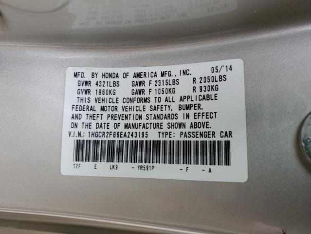 Photo 12 VIN: 1HGCR2F86EA243195 - HONDA ACCORD EXL 