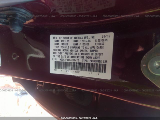 Photo 8 VIN: 1HGCR2F86FA158472 - HONDA ACCORD SEDAN 