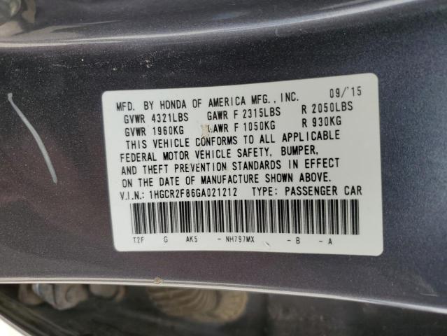 Photo 12 VIN: 1HGCR2F86GA021212 - HONDA ACCORD EXL 