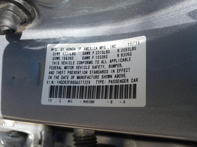 Photo 9 VIN: 1HGCR2F86GA077229 - HONDA ACCORD EXL 