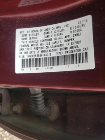 Photo 9 VIN: 1HGCR2F86GA148316 - HONDA ACCORD EXL 