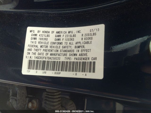 Photo 8 VIN: 1HGCR2F87DA258030 - HONDA ACCORD SDN 