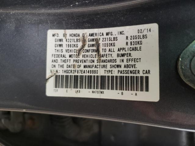 Photo 9 VIN: 1HGCR2F87EA149990 - HONDA ACCORD EXL 