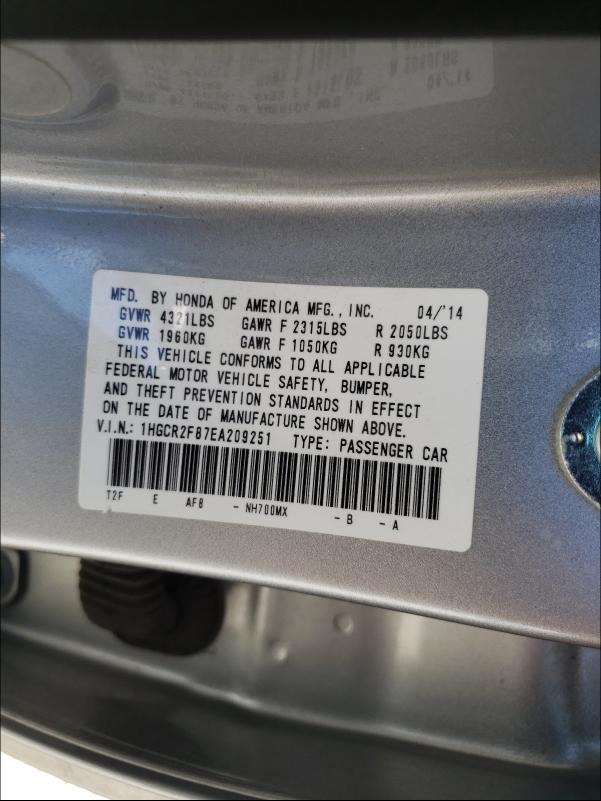 Photo 9 VIN: 1HGCR2F87EA209251 - HONDA ACCORD EXL 