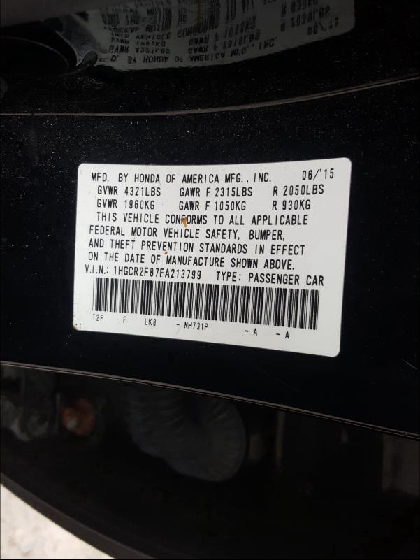 Photo 9 VIN: 1HGCR2F87FA213799 - HONDA ACCORD EXL 