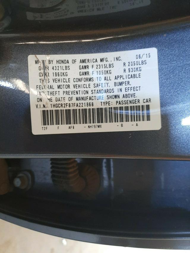 Photo 9 VIN: 1HGCR2F87FA221868 - HONDA ACCORD EXL 