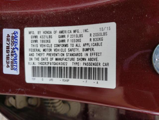 Photo 11 VIN: 1HGCR2F87GA040822 - HONDA ACCORD EXL 