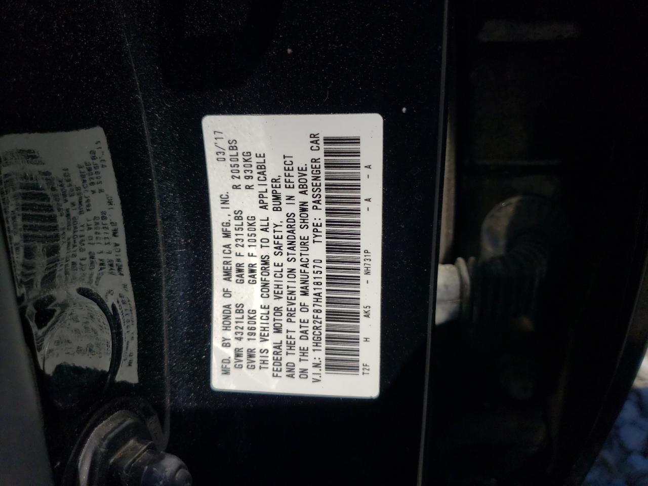 Photo 11 VIN: 1HGCR2F87HA181570 - HONDA ACCORD 