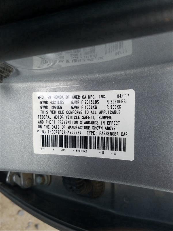 Photo 9 VIN: 1HGCR2F87HA206287 - HONDA ACCORD EXL 