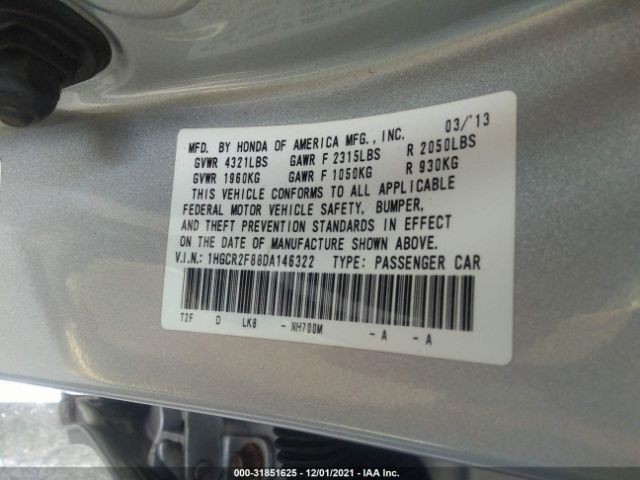 Photo 8 VIN: 1HGCR2F88DA146322 - HONDA ACCORD SDN 