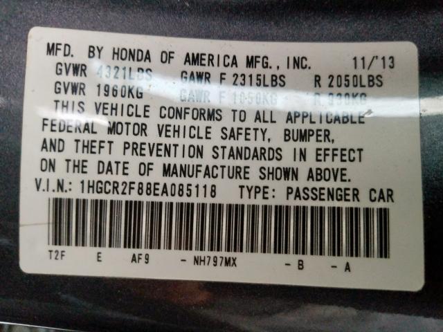 Photo 9 VIN: 1HGCR2F88EA085118 - HONDA ACCORD EXL 