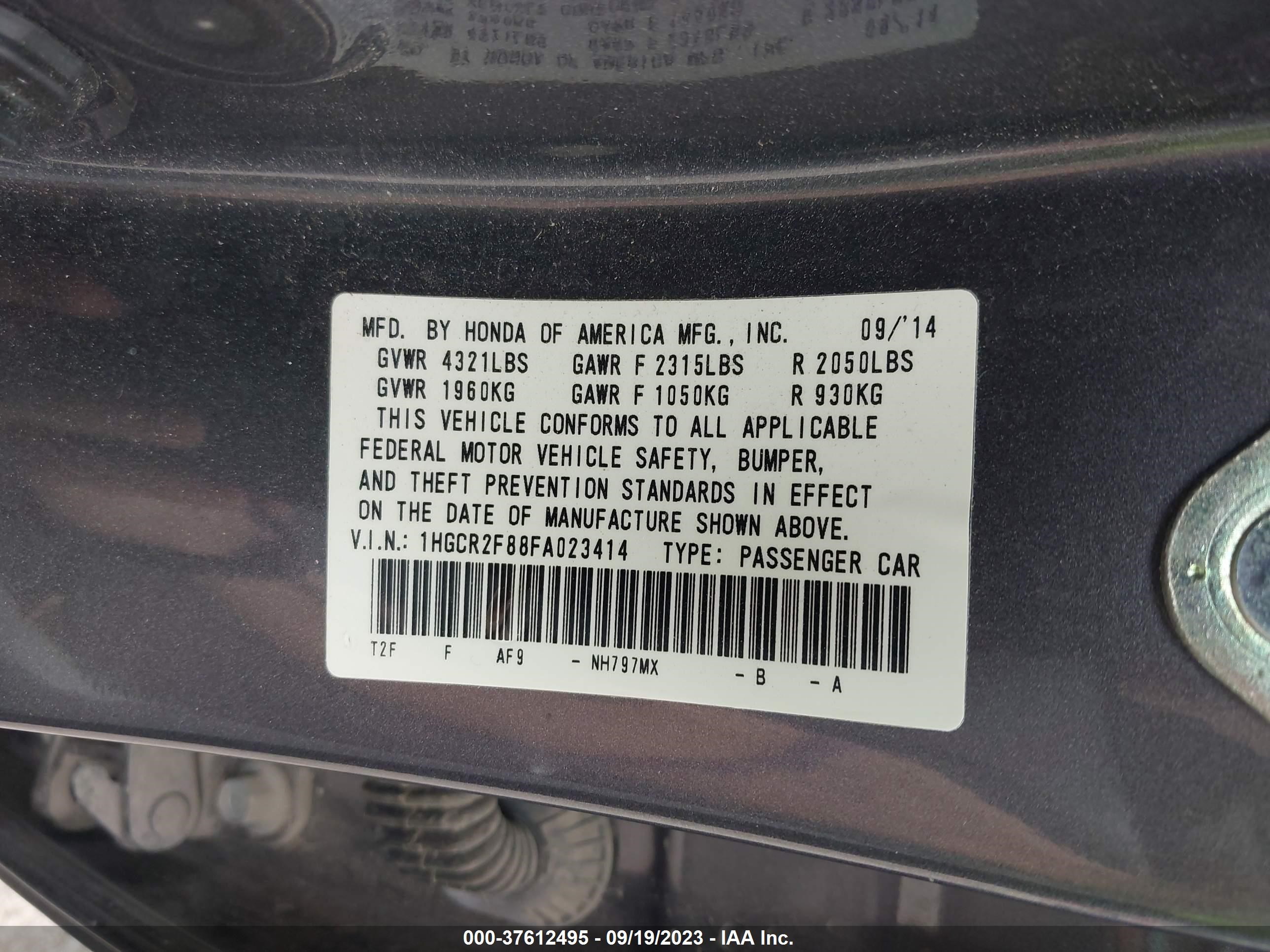 Photo 8 VIN: 1HGCR2F88FA023414 - HONDA ACCORD 