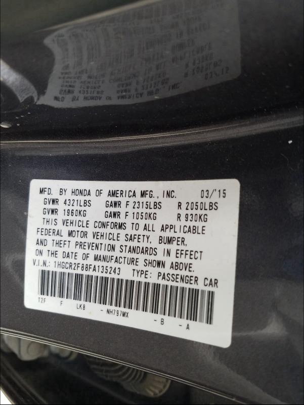 Photo 9 VIN: 1HGCR2F88FA135243 - HONDA ACCORD EXL 