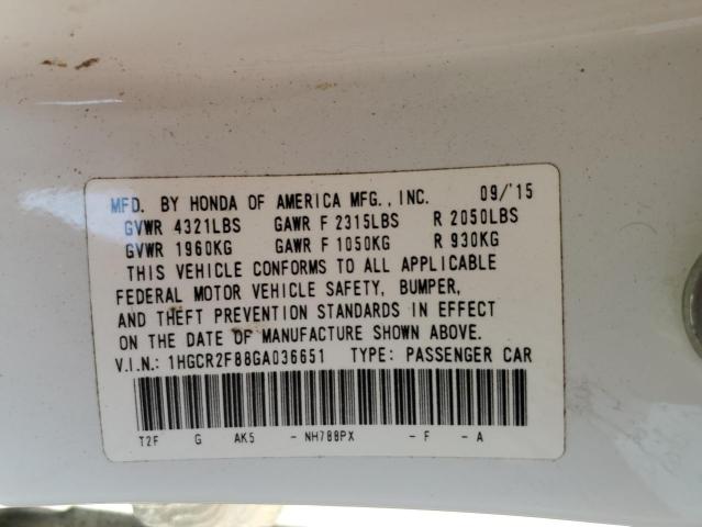 Photo 11 VIN: 1HGCR2F88GA036651 - HONDA ACCORD EXL 