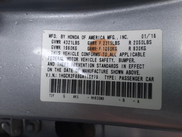 Photo 9 VIN: 1HGCR2F88GA119979 - HONDA ACCORD EXL 