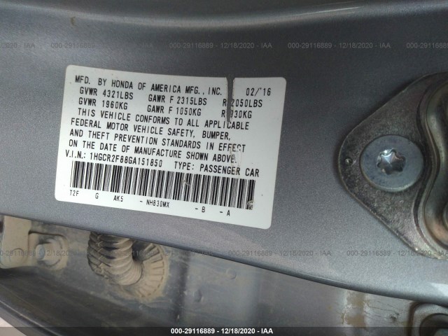 Photo 8 VIN: 1HGCR2F88GA151850 - HONDA ACCORD SEDAN 