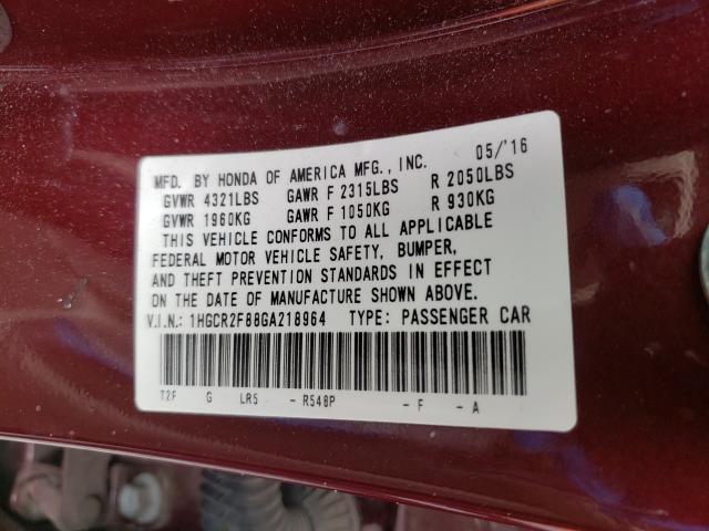 Photo 9 VIN: 1HGCR2F88GA218964 - HONDA ACCORD EXL 