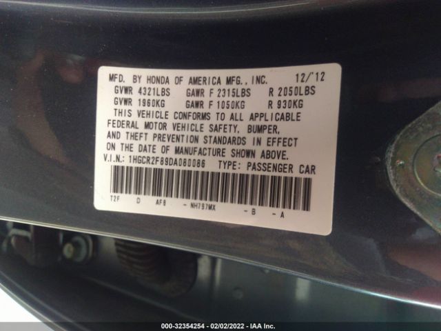 Photo 8 VIN: 1HGCR2F89DA080086 - HONDA ACCORD SDN 