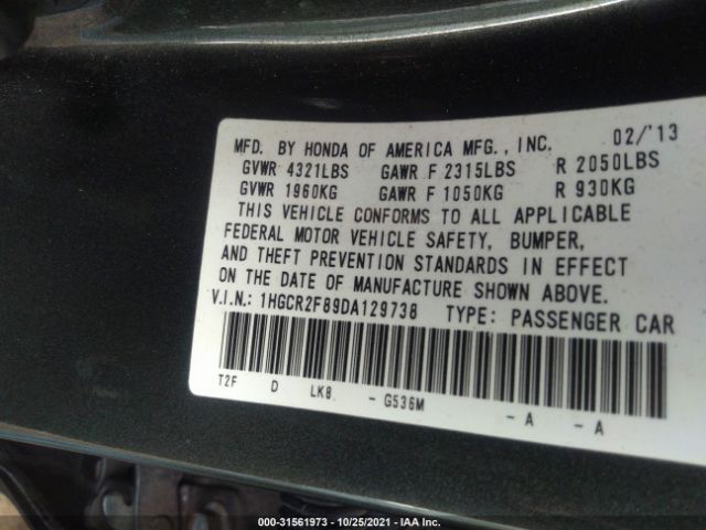 Photo 8 VIN: 1HGCR2F89DA129738 - HONDA ACCORD SDN 