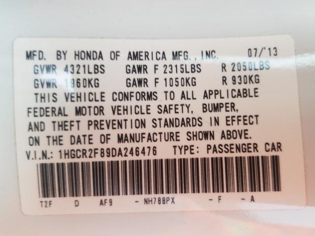 Photo 9 VIN: 1HGCR2F89DA246476 - HONDA ACCORD EXL 