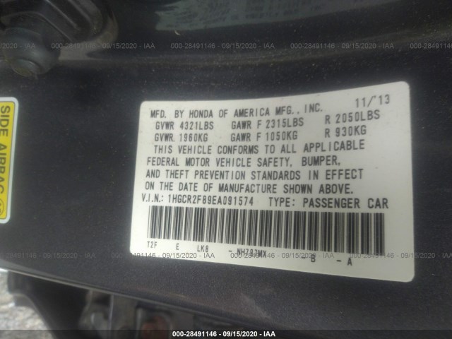 Photo 8 VIN: 1HGCR2F89EA091574 - HONDA ACCORD SEDAN 