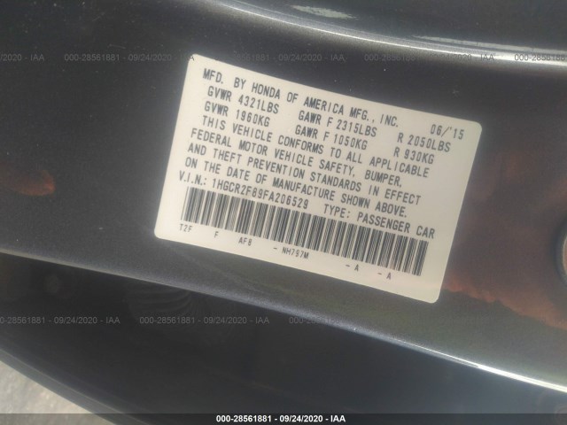 Photo 8 VIN: 1HGCR2F89FA206529 - HONDA ACCORD SEDAN 