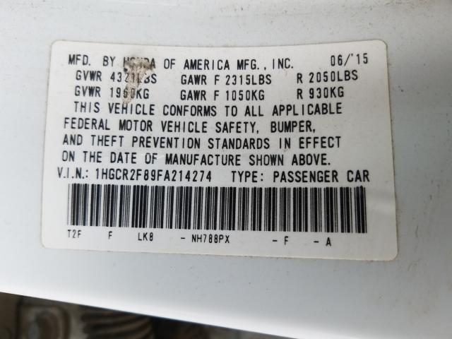 Photo 9 VIN: 1HGCR2F89FA214274 - HONDA ACCORD EXL 