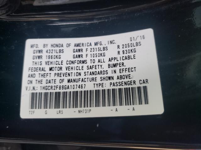 Photo 9 VIN: 1HGCR2F89GA107467 - HONDA ACCORD EXL 