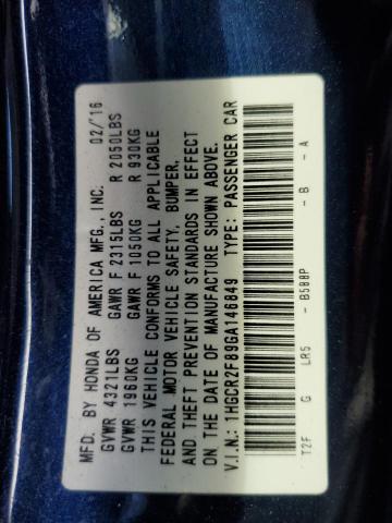 Photo 9 VIN: 1HGCR2F89GA146849 - HONDA ACCORD EXL 