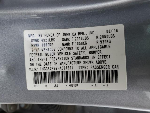 Photo 11 VIN: 1HGCR2F89HA027801 - HONDA ACCORD EXL 