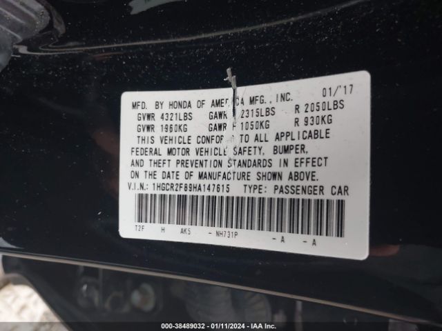 Photo 8 VIN: 1HGCR2F89HA147615 - HONDA ACCORD 