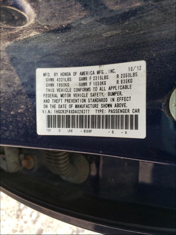 Photo 9 VIN: 1HGCR2F8XDA026277 - HONDA ACCORD EXL 