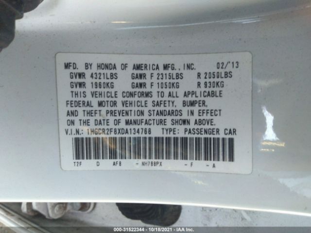 Photo 8 VIN: 1HGCR2F8XDA134768 - HONDA ACCORD SDN 