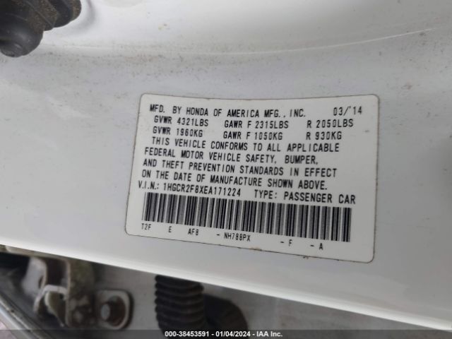 Photo 8 VIN: 1HGCR2F8XEA171224 - HONDA ACCORD 